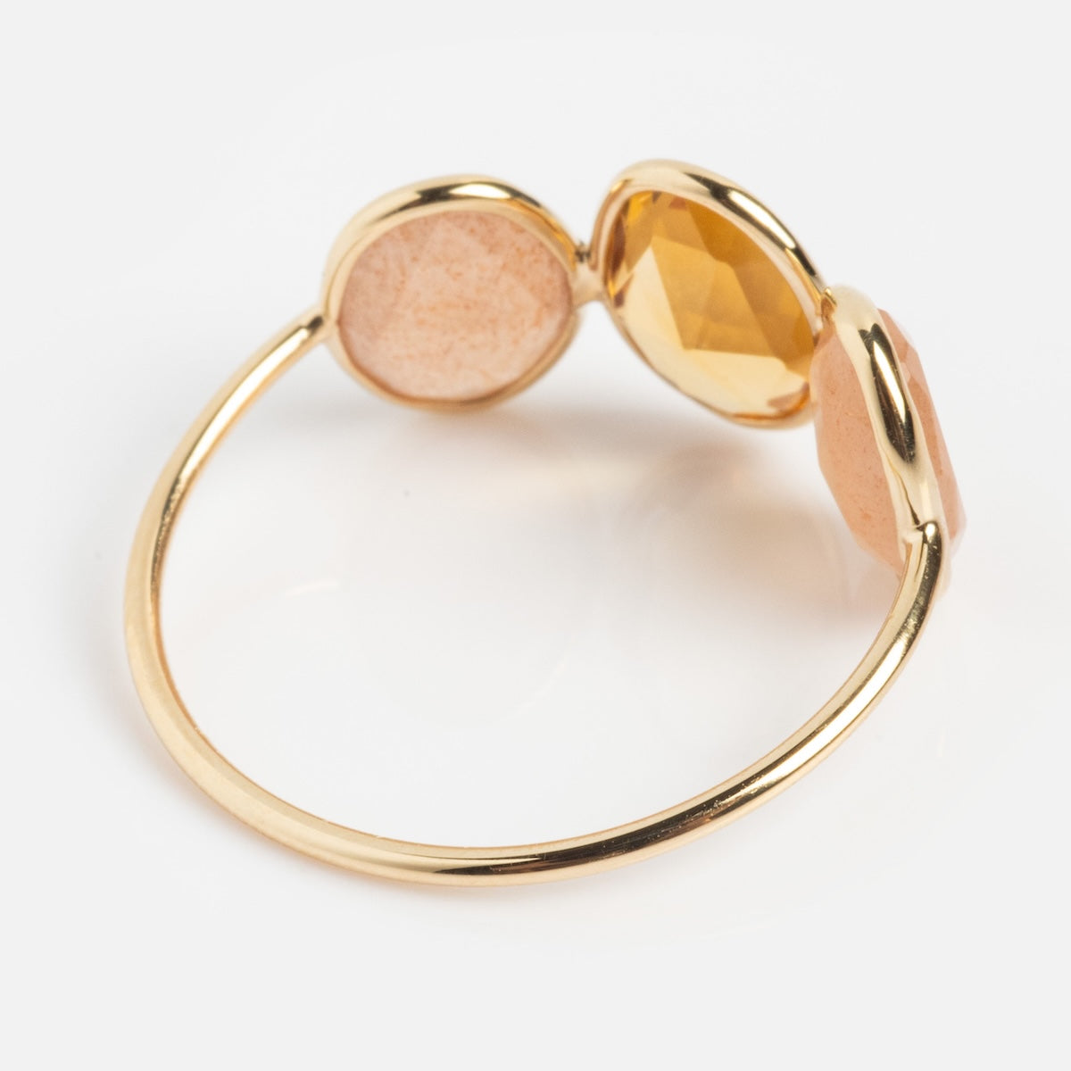 Solid Gold Morning Light Citrine and Sunstone Ring