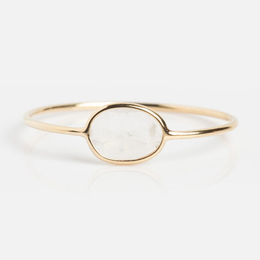 Solid Gold Horizon Moonstone Ring