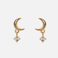 Solid Gold Crescent Moon Flat Back Studs