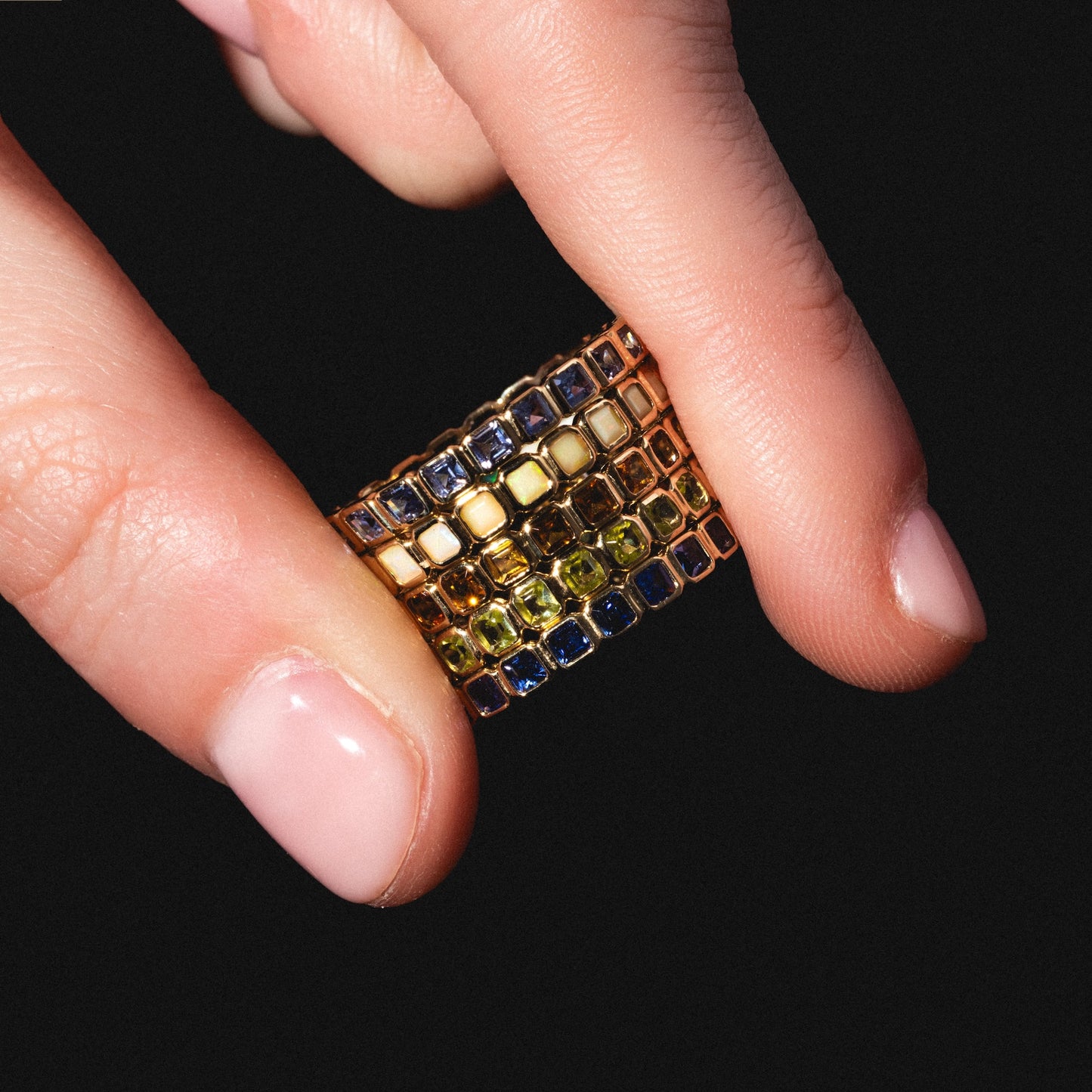 Solid Gold Gemstone Eternity Stacking Ring