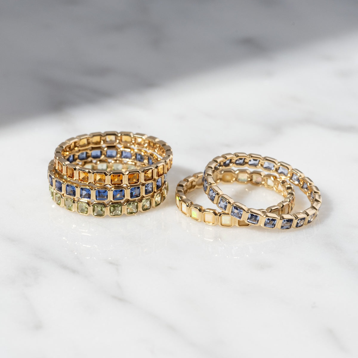 Solid Gold Gemstone Eternity Stacking Ring