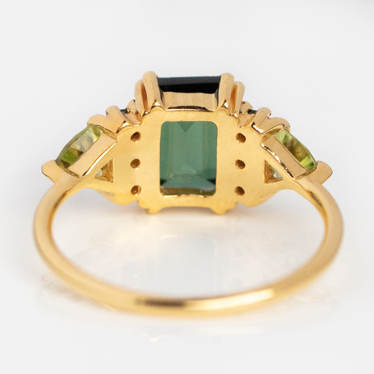 Natural Green sapphire nature inspired ring, Oak leaves floral ring | Benati