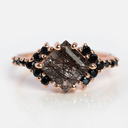 Rutilated Quartz and Spinel Ariel Shield Ring