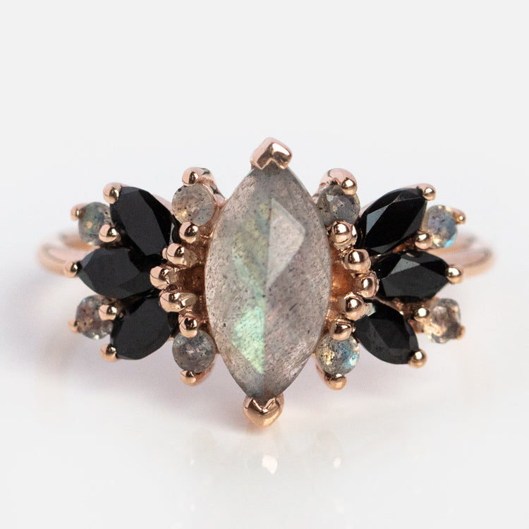 Labradorite and Black Spinel Midnight Crossings Ring