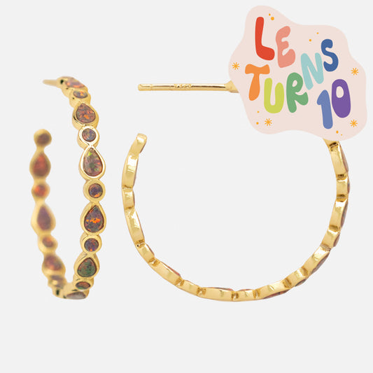 10th Birthday 1" Isla Hoop Earrings in Fire Opal