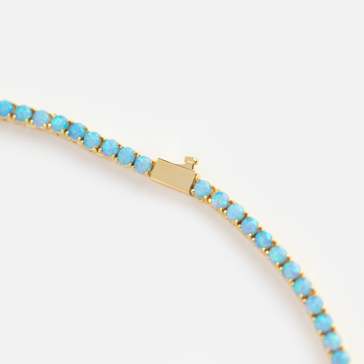 Grand Heiress Blue Opal Tennis Necklace