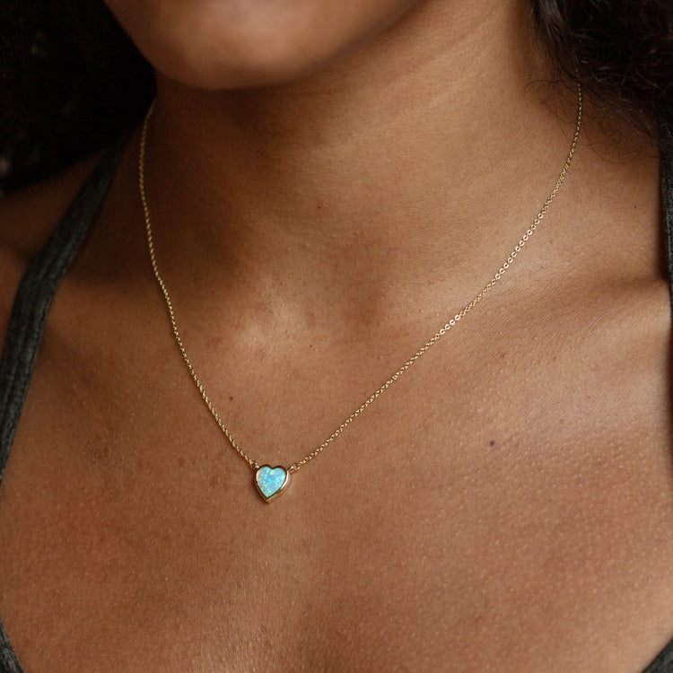 Lustig Blue Opal Heart Necklace