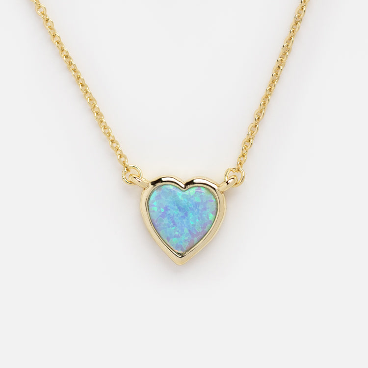 Lustig Blue Opal Heart Necklace