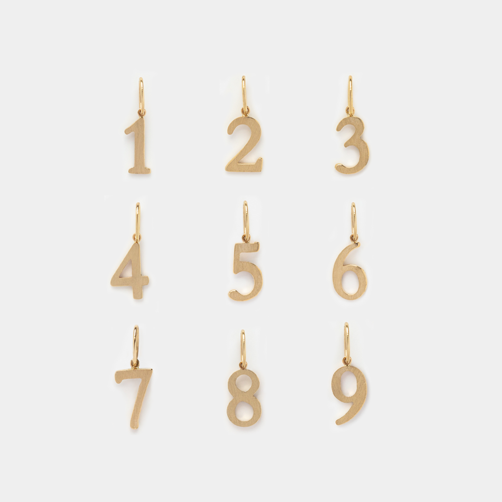 Solid gold numerology inspired number charms