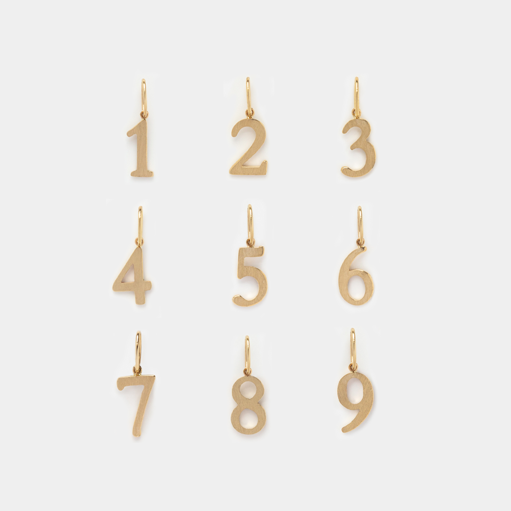 Gold number sales charms for necklaces
