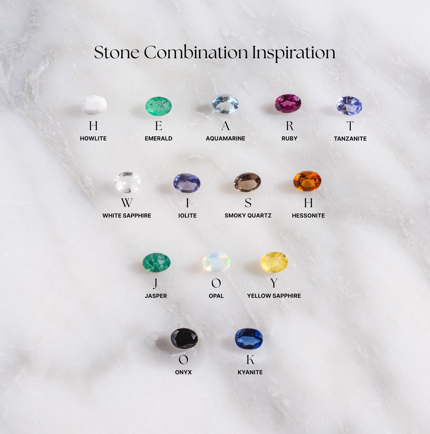 Customizable Acrostic Oval Gemstone Ring