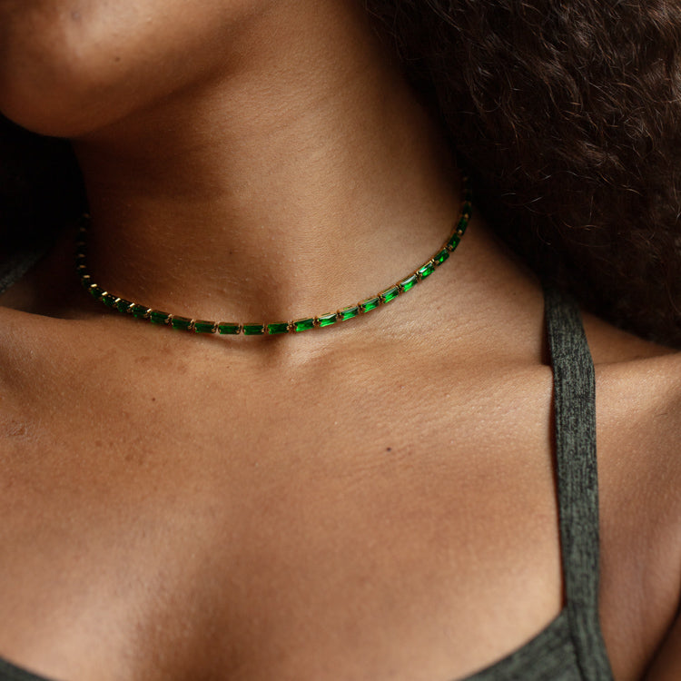 2 Layer (Pumpkin) Glass Beads Necklace, Dark Green