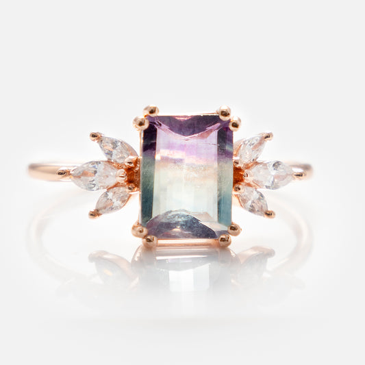 Rose Gold Fluorite Topaz Hazy Dream Ring