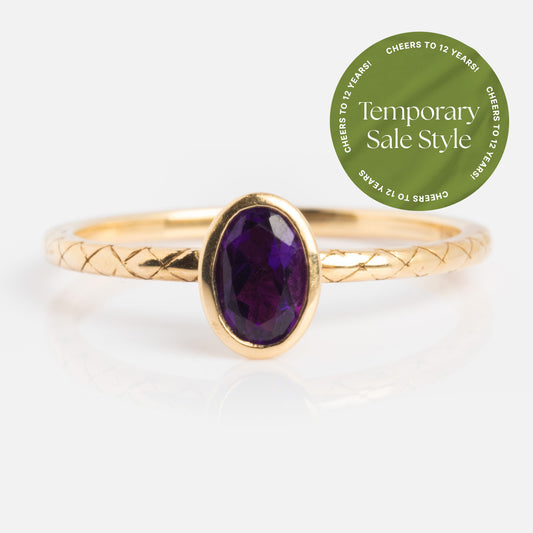 Solid Gold Amethyst Oval Ring