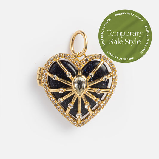 Solid Gold Changeable Crystal Locket Charm for Manifestation