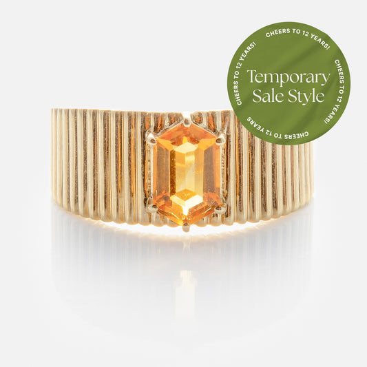 Solid Gold Citrine Bold Fluted Cigar Band
