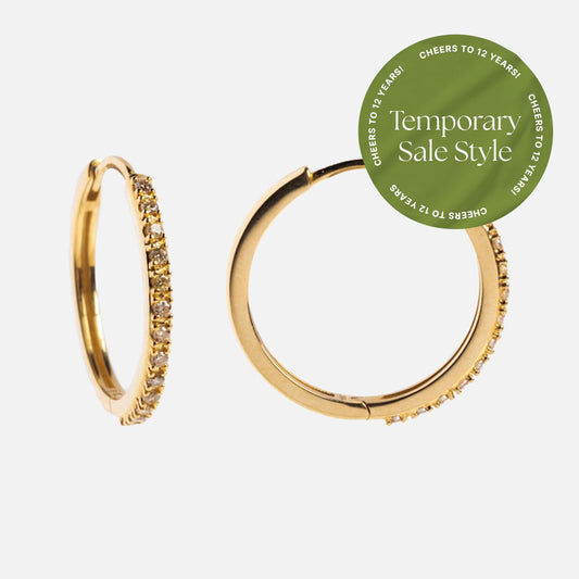 Solid Gold Diamond Hoops