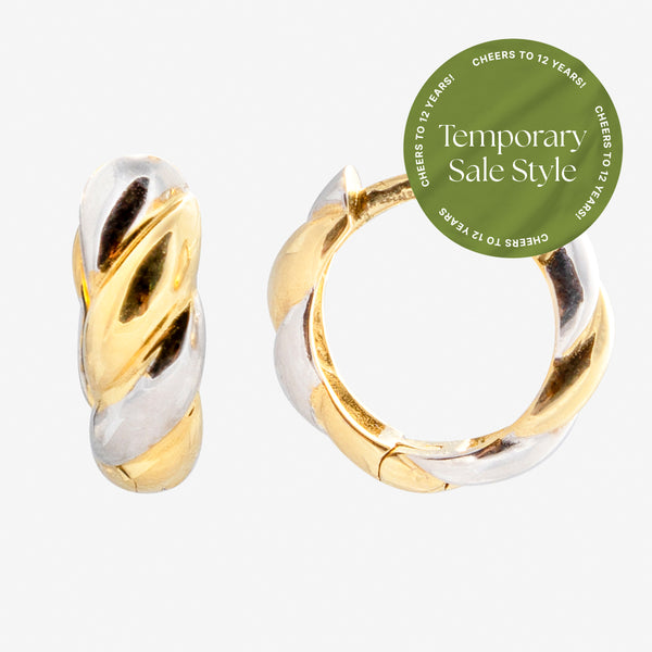 ピアス [BLACKMUSE] Gold twist link hoops Earrings Solid_Gold_Mixed_Metal_Twisted