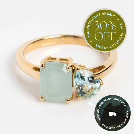 Solid Gold Toi et Moi Colorful Gemstone Ring