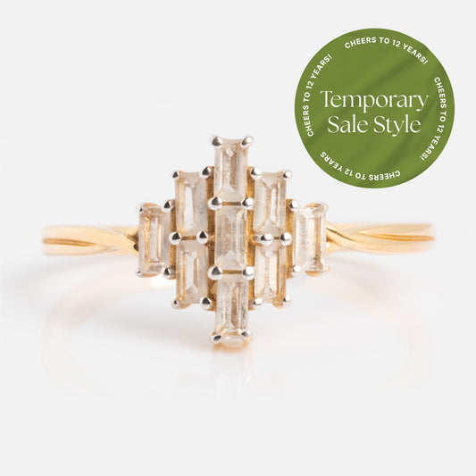 Solid Gold Vintage Inspired Baguette Shield Ring