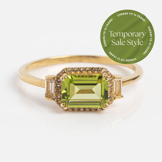 Solid Gold Vintage Inspired East West Peridot Ring
