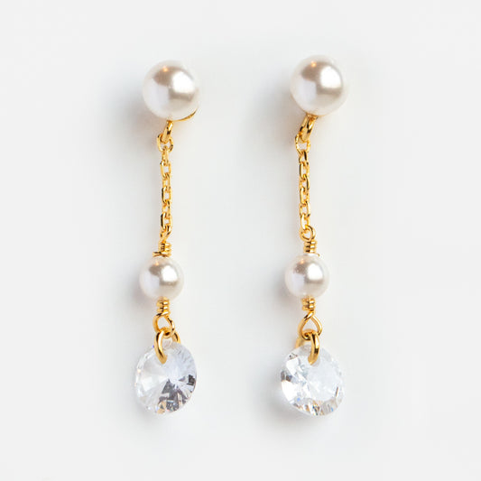 Swarovski Pearl and CZ Drop Earrings