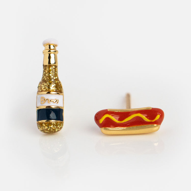 Hot Dog and Beer Stud Earrings