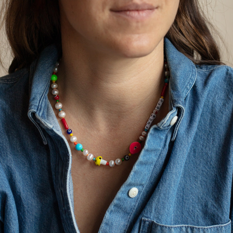 Handmade Beaded Eff Off Necklace