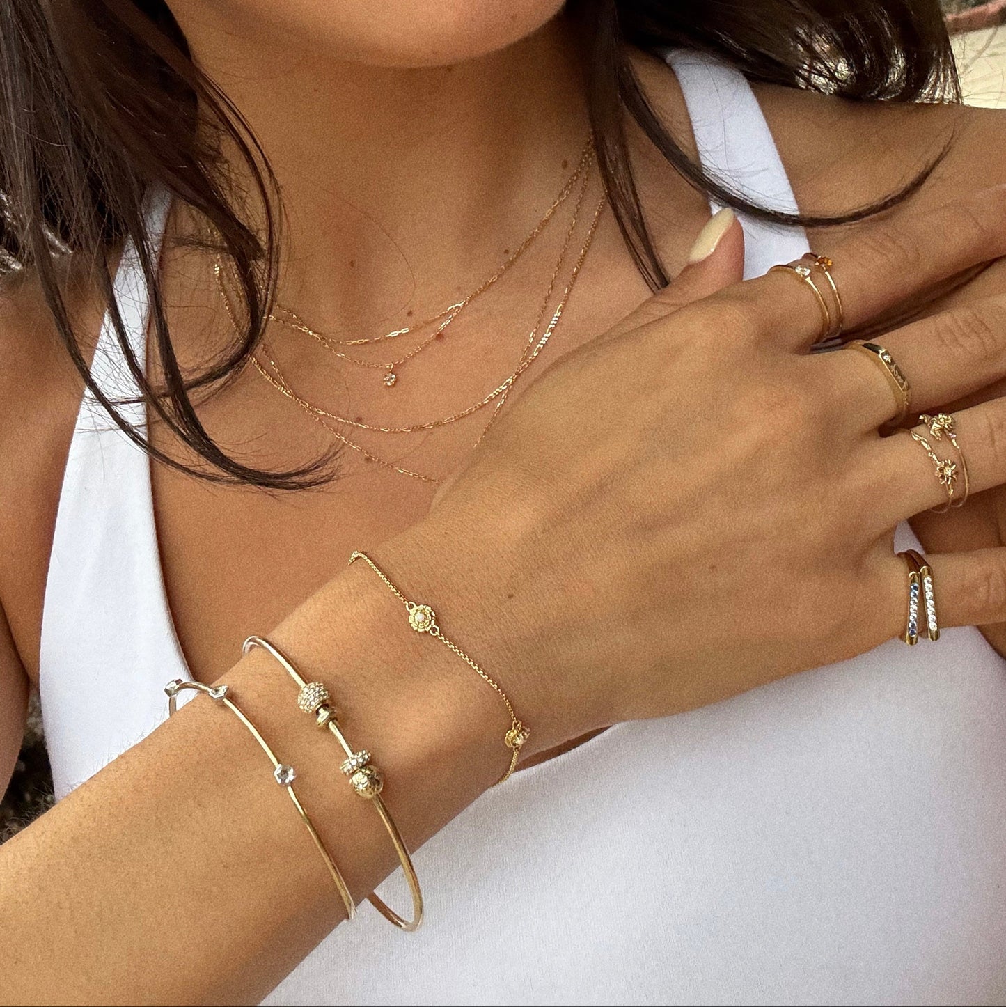 Solid Gold Customizable Charm Bracelet