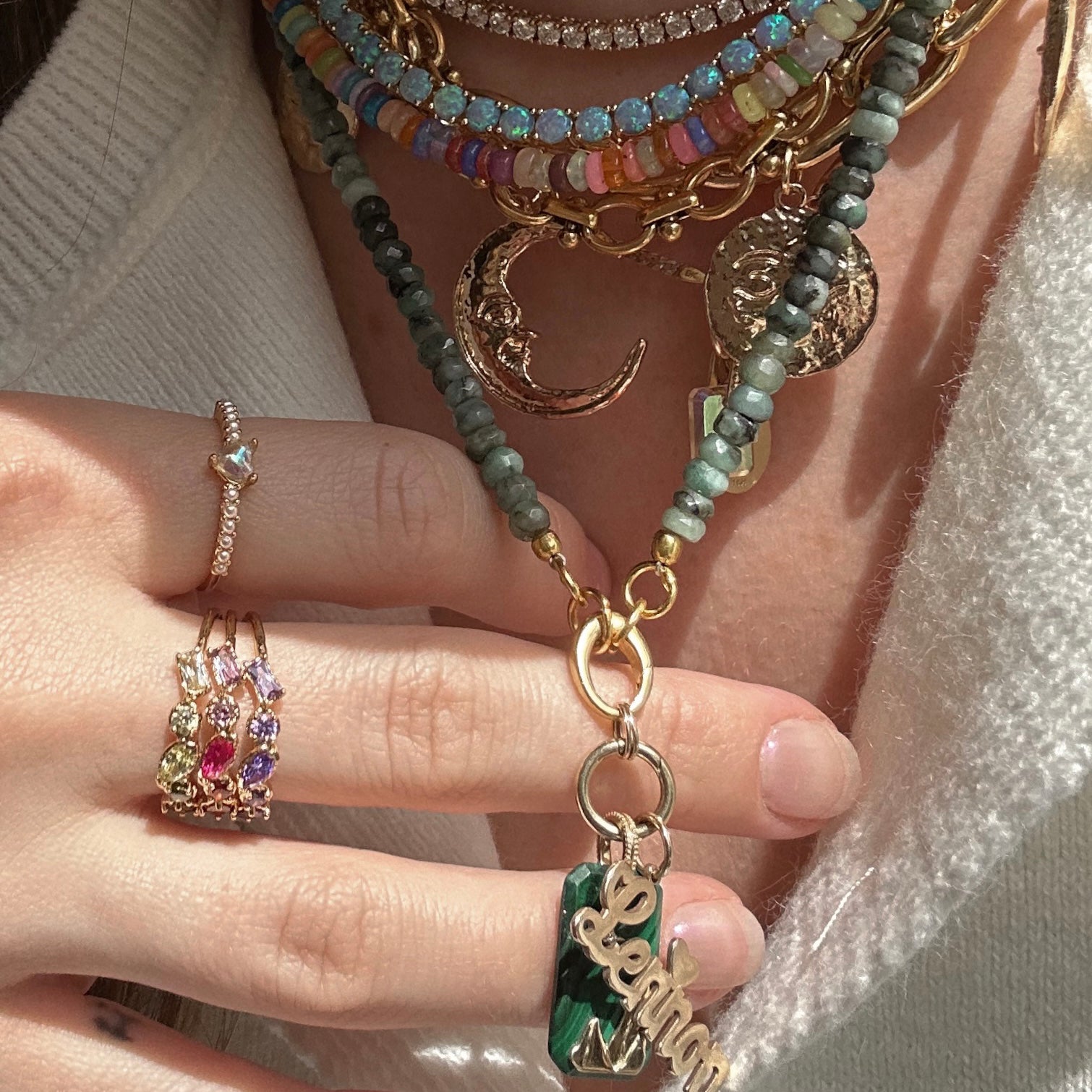 Beaded Gemstone Charm Holder Necklace Local Eclectic – local