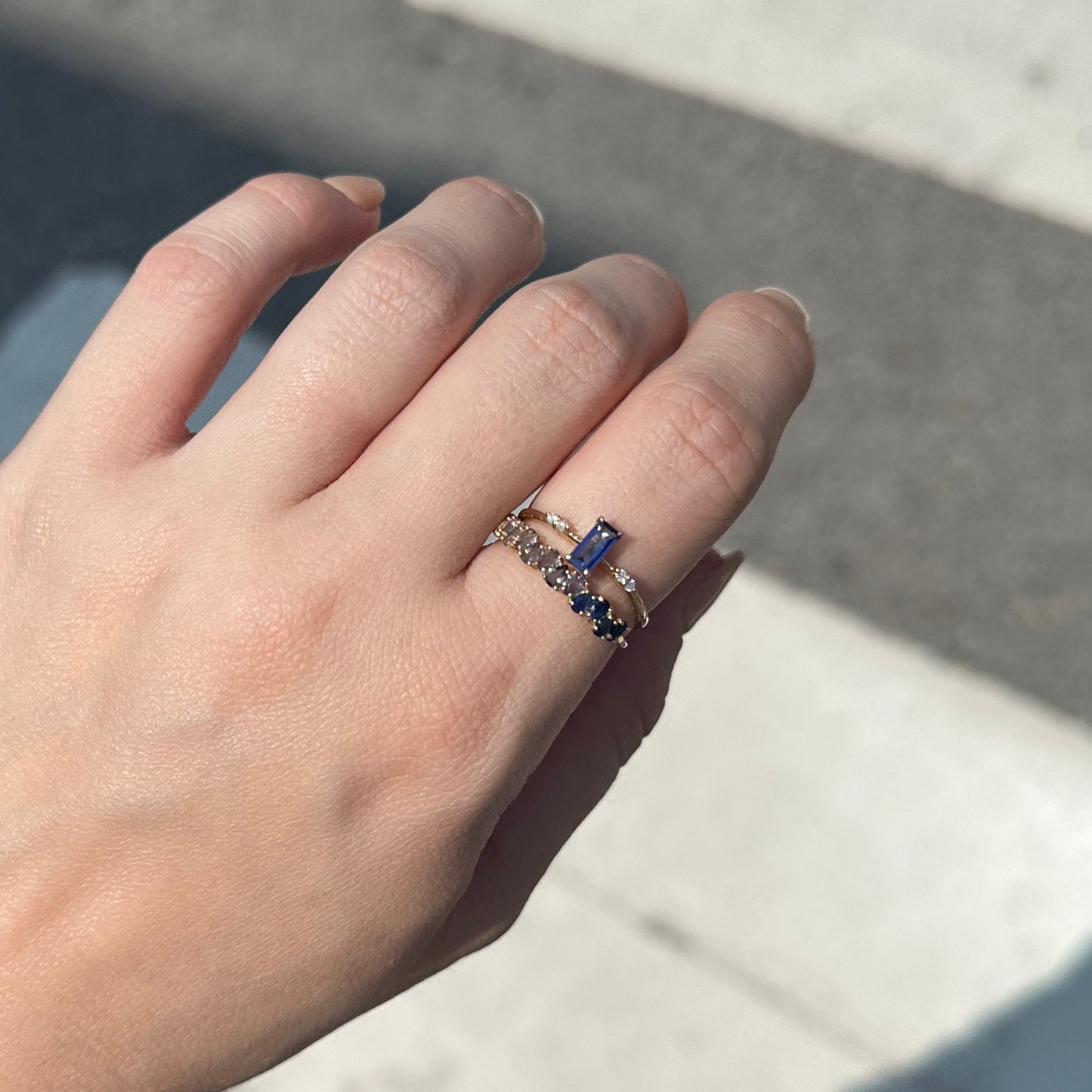 Solid Gold September Capsule Blue Sapphire Baguette Ring