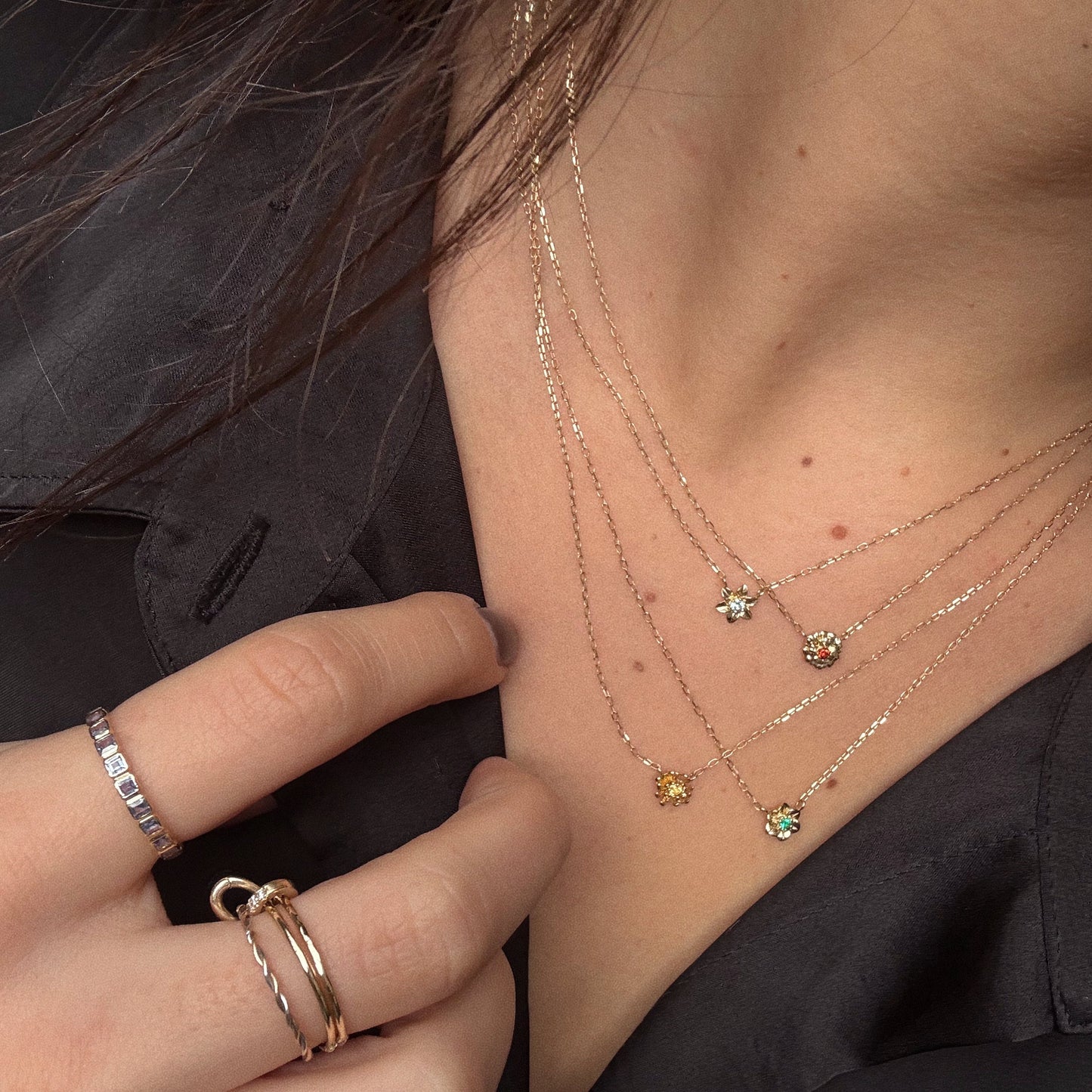 Solid Gold Birth Flower Bloom Necklace