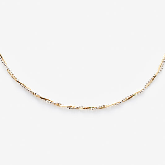 Solid Gold Twisted Mixed Metal Chain