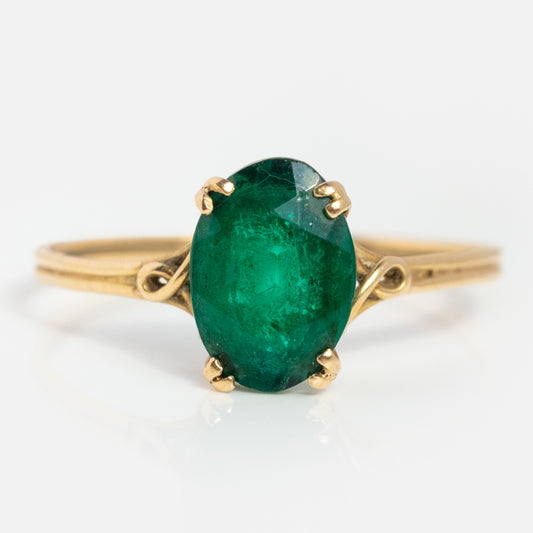 Vintage 18k Emerald Solitaire Ring Size 8