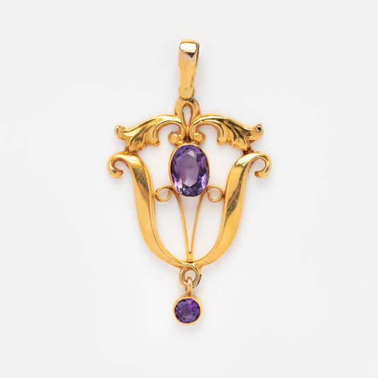 Vintage 9k Art Nouveau Amethyst Pendant
