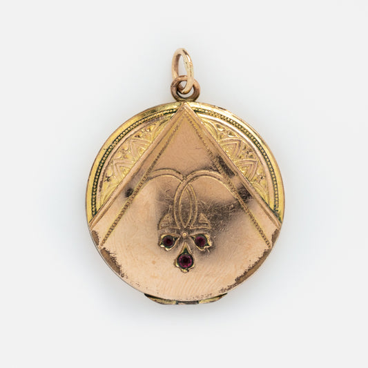 Vintage 9k Large Engraved Coin Locket Charm