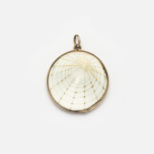 Vintage 14k Pearl Spider Web Locket Charm
