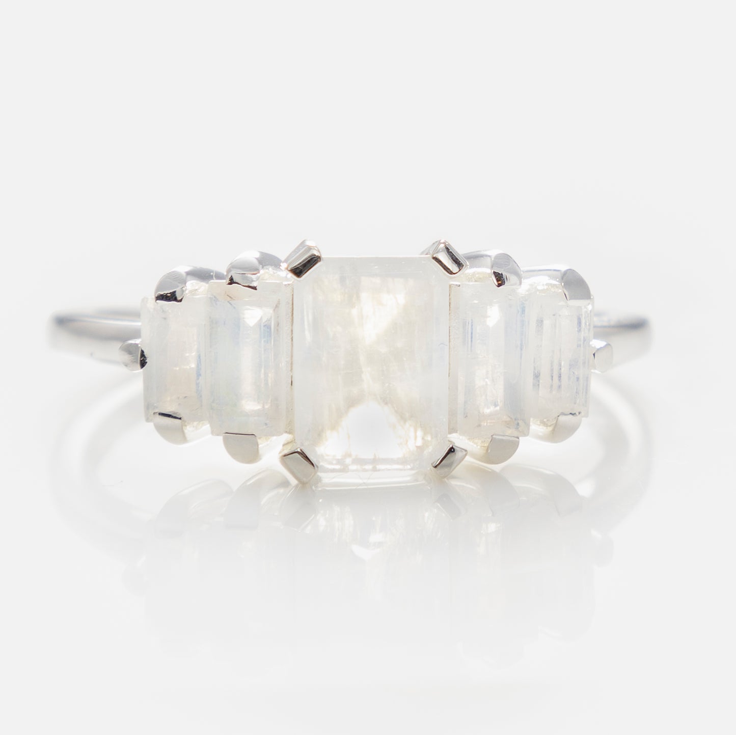 Moonstone Deco Ring in Silver