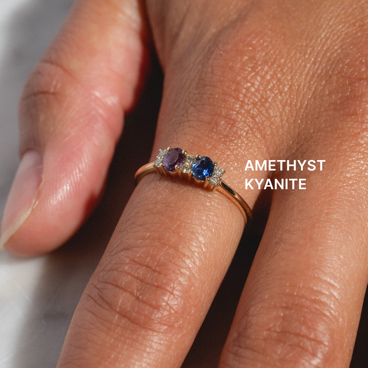 Customizable Acrostic Oval Gemstone Ring