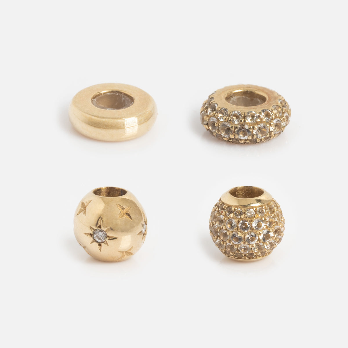 Solid Gold Spacer Charm for Customizable Charm Bracelet