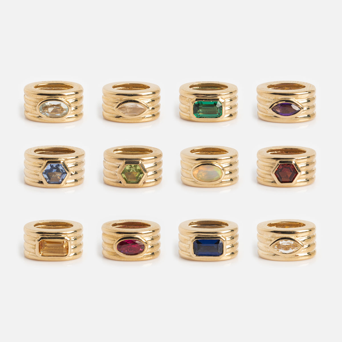 Solid Gold Bold Birthstone Spacer Charm