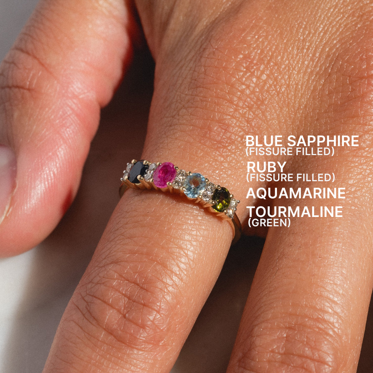 Customizable Acrostic Oval Gemstone Ring