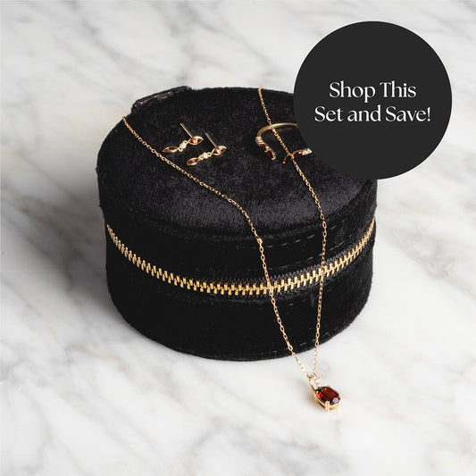 Solid Gold 2025 January Capsule Garnet Stacking Set with Free Gift