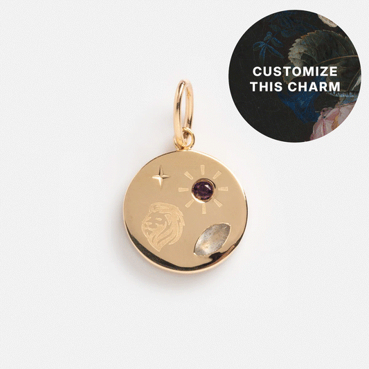 GIF with multiple examples of custom solid gold manifestation charms
