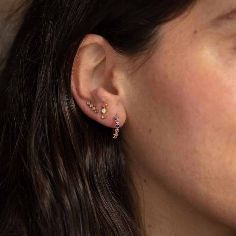 Solid Gold Balance Acrostic Earrings Sample