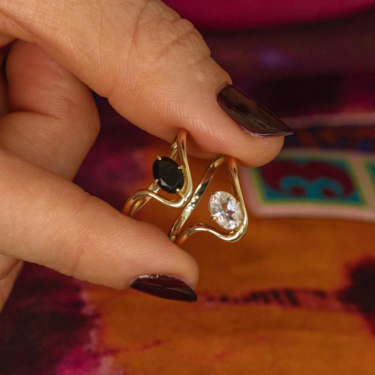 Solid Gold Floating Gem Ring