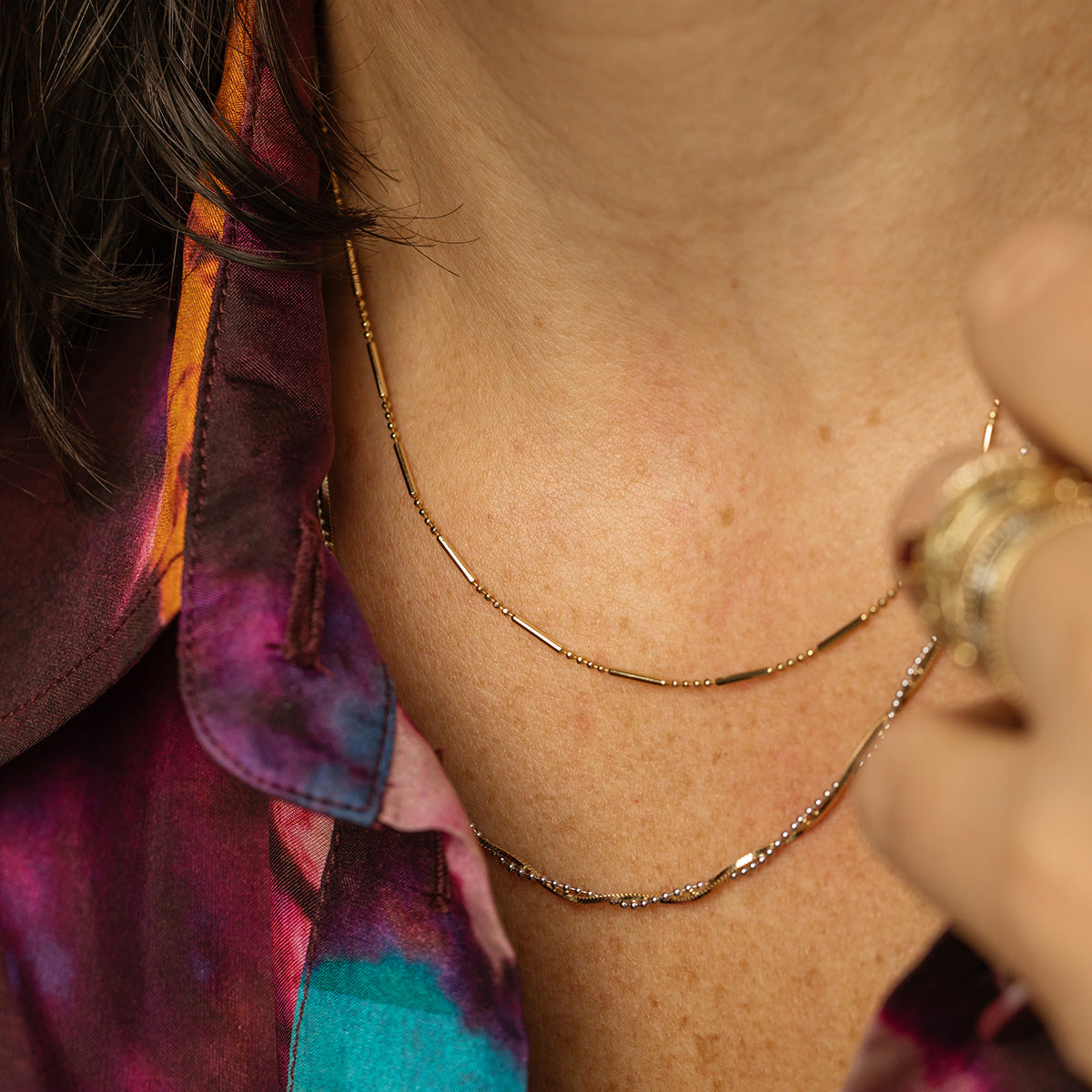 Solid Gold Twisted Mixed Metal Chain