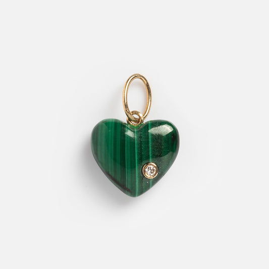 Solid Gold Full Heart Crystal Charm