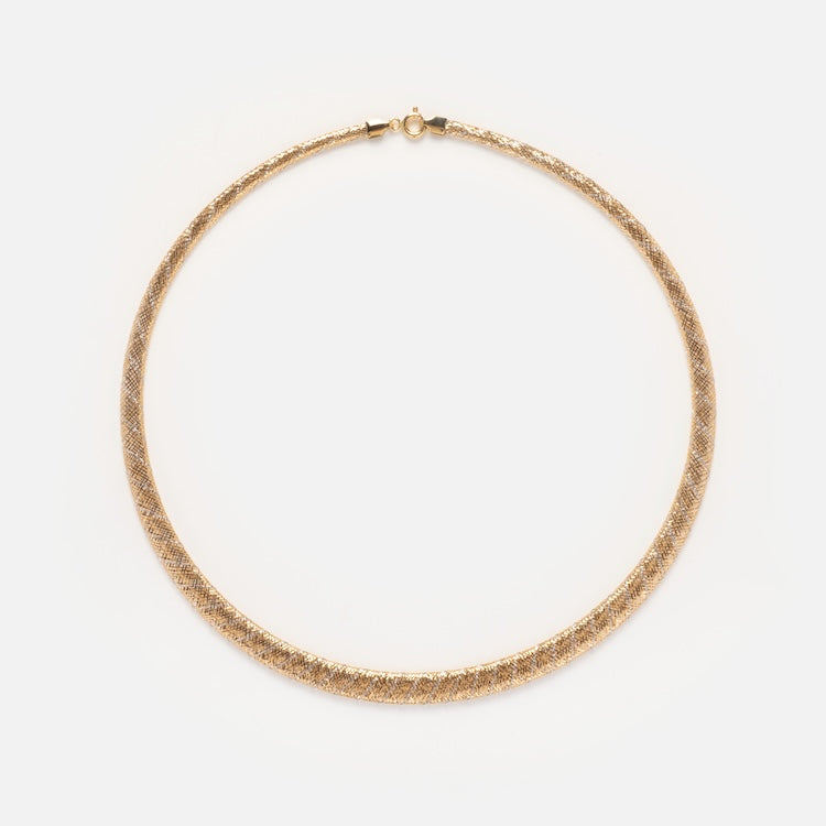 Solid Gold Mixed Metal Mesh Necklace