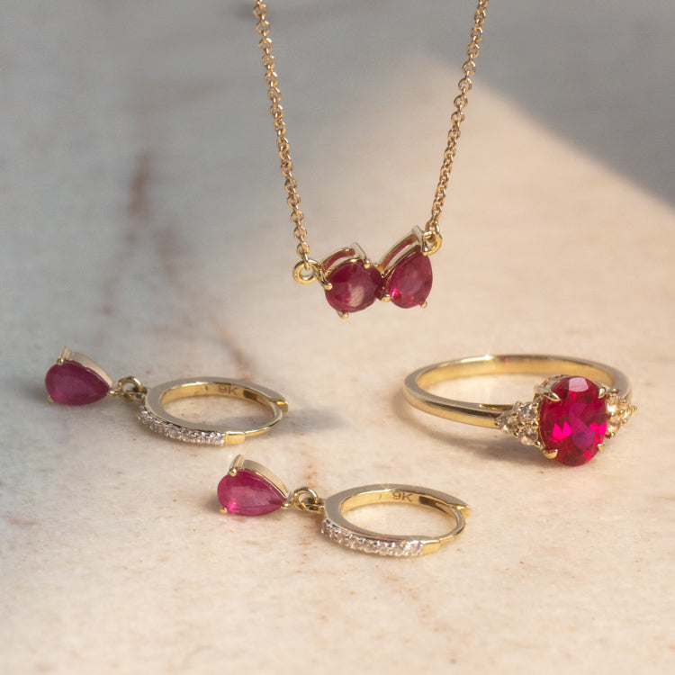 Solid Gold July Capsule Ruby Toi et Moi Necklace